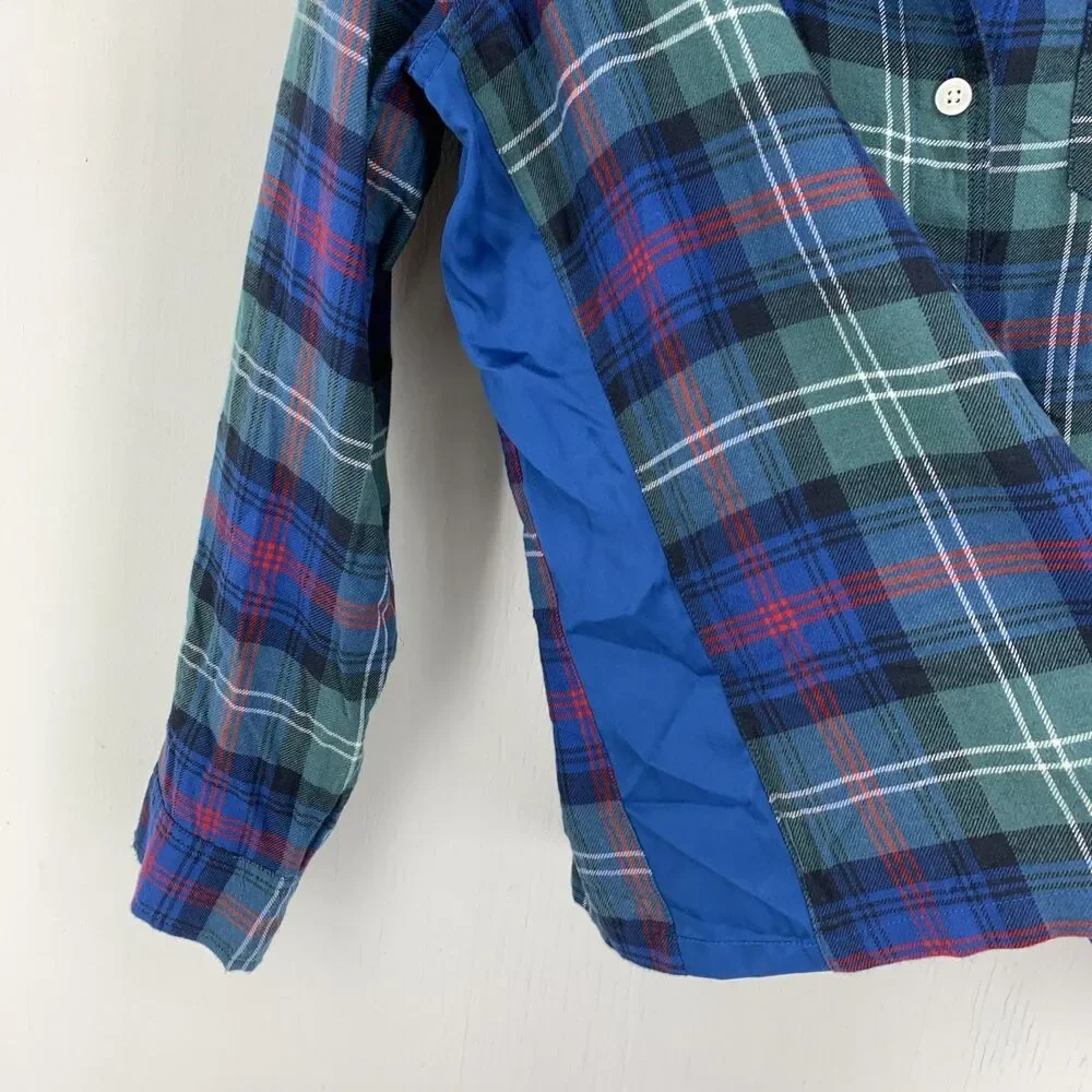 Abercrombie & Fitch Womans‎ XL Sleepwear Top Flannel Plaid Button Up Side Panel